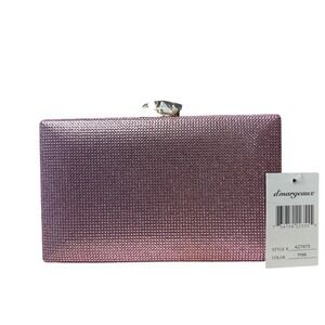 D'Margeaux Glitter Kiss Lock Clutch Pink AZ7875 Evening Party Bag Purse Elegant